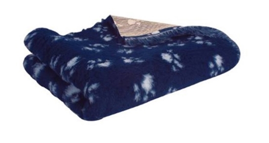 Picture of Navy blue vet bed with paw pattern